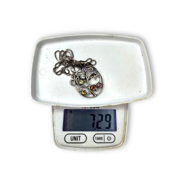 Sterling Silver Tree Of Life Gemstone Pendant Necklace 925 Box Chain 24" - Picture 9 of 9